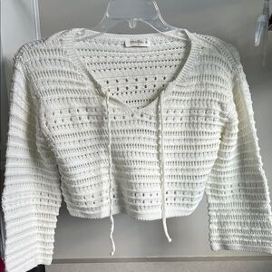 Ivory V-Neck Cropped Sweater for Women